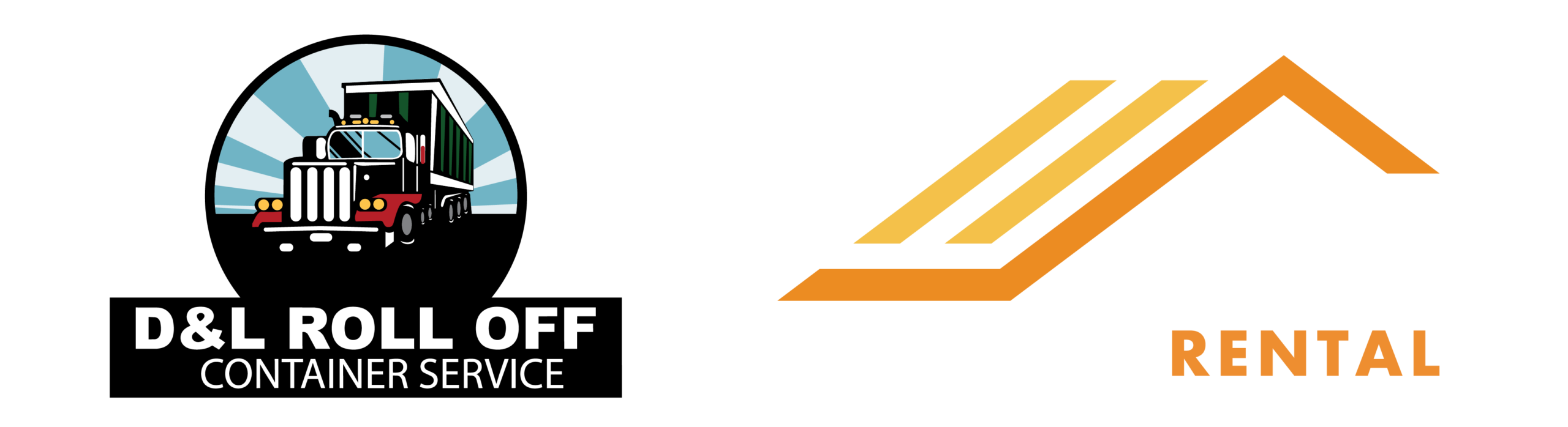 D&L Roll Off Container Service Rental logo with a truck and house